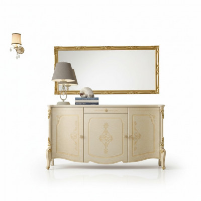 Sideboard Spiegel Anrichte Sideboard Holz Design Möbel Stil Kommode Set 2tlg.   Sideboard Spiegel Dressoir Sideboard Hout Design Meubels Stijl Commode Set 2-delig.