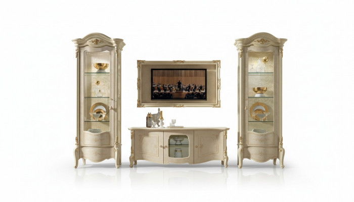 Klassieke vitrinekast Luxe kast Hout Italiaanse stijl meubels Glas Nieuw.