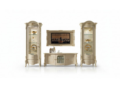 Klassieke vitrinekast Luxe kast Hout Italiaanse stijl meubels Glas Nieuw.