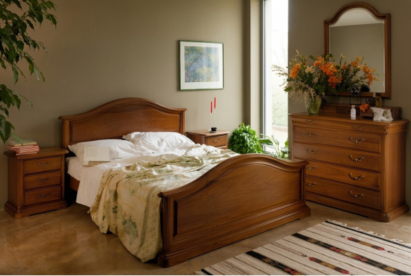 Bed nachtkastje kast kledingkast slaapkamer commode natuurhout nieuw set 5-delig.