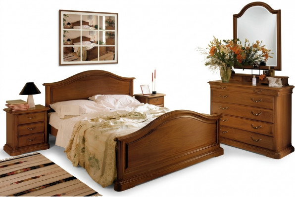 Bed nachtkastje kast kledingkast slaapkamer commode natuurhout nieuw set 5-delig.