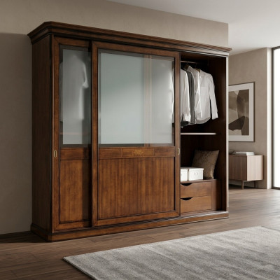 Kast van massief hout Kledingkast Massief slaapkamer meubilair Italiaanse houten kast