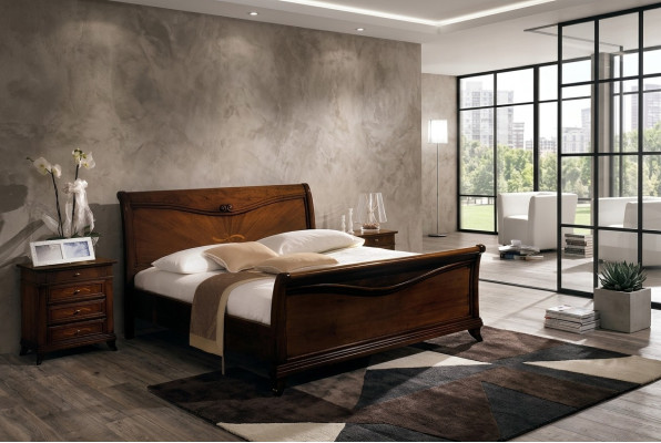 Klassiek bed Luxe meubels Bedden Slaapkamer Inrichting Nachtkastje 2x 3-delig.