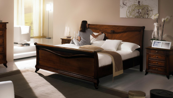 Tweepersoonsbed Slaapkamer Bed Meubels Hout Ontwerp Vaccari giovanni Massieve bedden