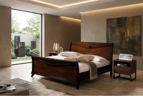 Tweepersoonsbed Slaapkamer Bed Meubels Hout Ontwerp Vaccari giovanni Massieve bedden