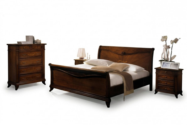 Tweepersoonsbed Slaapkamer Bed Meubels Hout Ontwerp Vaccari giovanni Massieve bedden