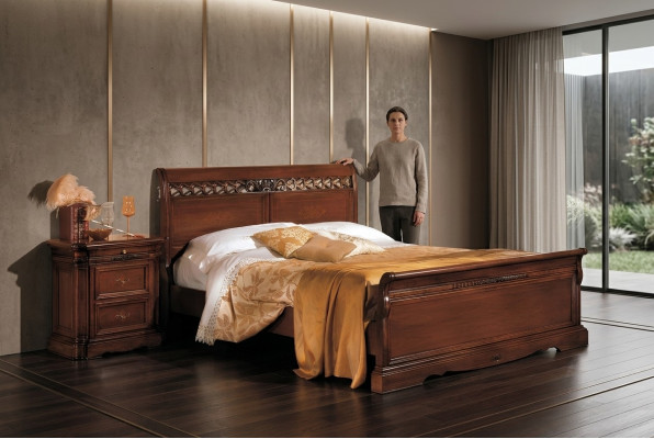 Tweepersoons massief houten slaapkamer meubelontwerp bed meubels Vaccari cav giovanni
