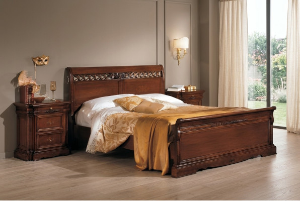 Tweepersoons massief houten slaapkamer meubelontwerp bed meubels Vaccari cav giovanni