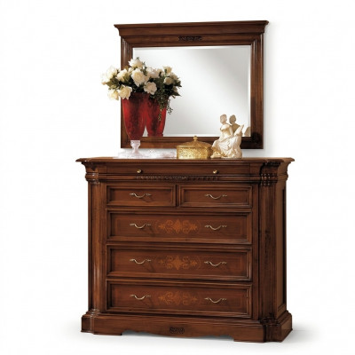 Massief houten dressoir met spiegel dressoir set Italiaanse meubels 2-delig.