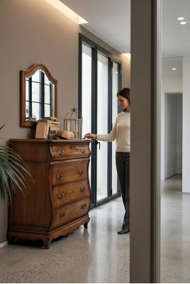 Dressoir Sideboard Kast Hout Dressoirs Italiaanse meubels Massief Spiegel 2-delig