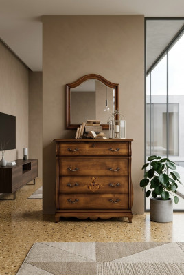 Dressoir Sideboard Kast Hout Dressoirs Italiaanse meubels Massief Spiegel 2-delig