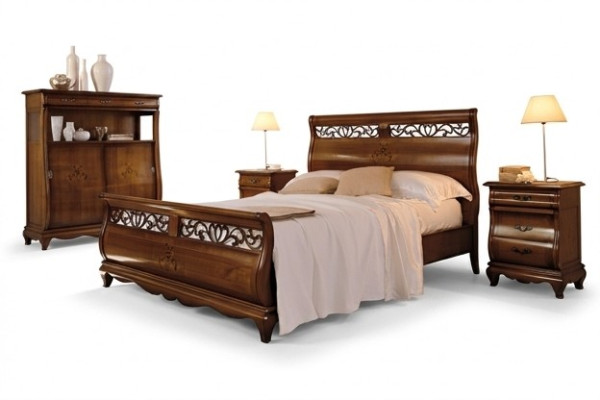 Bed Hout Tweepersoonsbed Slaapkamermeubels Bed Massief Hout Bruin Italiaanse Meubels