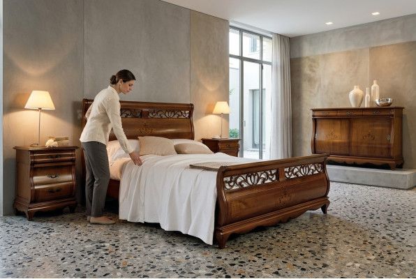 Tweepersoonsbed 2 nachtkastjes Massief hout Slaapkamermeubels Massief hout Set Nieuw