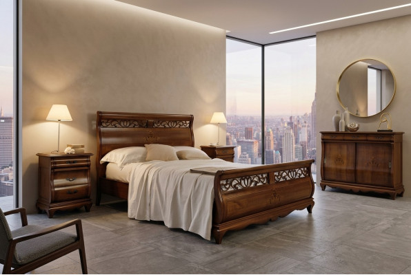 Tweepersoonsbed 2 nachtkastjes Massief hout Slaapkamermeubels Massief hout Set Nieuw