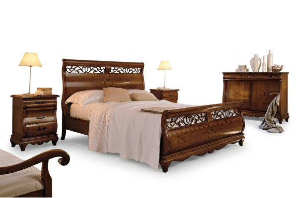 Tweepersoonsbed 2 nachtkastjes Massief hout Slaapkamermeubels Massief hout Set Nieuw