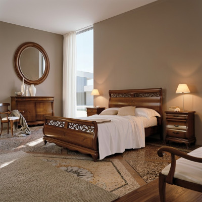 Slaapkamermeubelset 4-delig Bed 2 nachtkastjes Ladenkast Massief hout Designmeubels