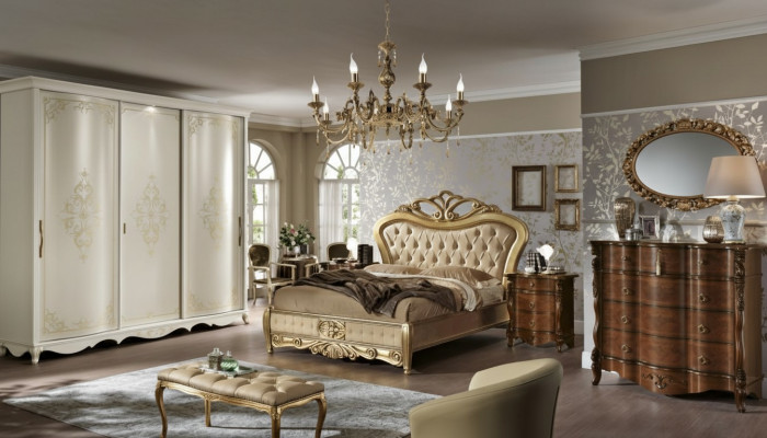 Bed Dubbele bedden Nachtkastje Kledingkast Commode Slaapkamermeubels 5-delig.