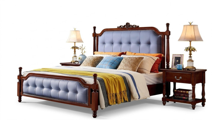 Slaapkamer Bed Nachtkastje Beddenset Houten bedframe Set 3-delig.