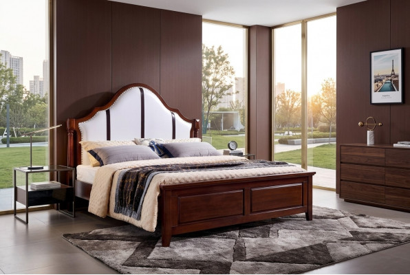 Slaapkamer Bedden Dubbel Bedframe Hout Tweepersoonsbed Gestoffeerd Bed