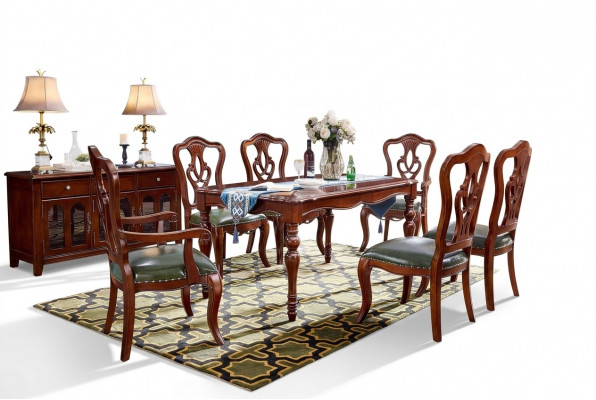Compleet eetkamerset: eettafel + 6 stoelen, eetkamerset, eetgroep houten tafel tafels 7-delig