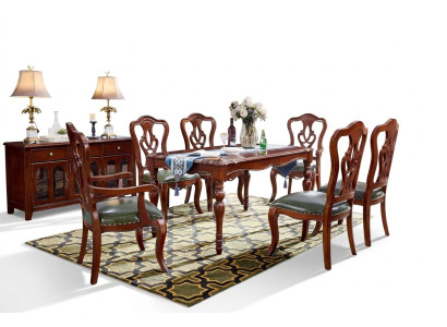Compleet eetkamerset: eettafel + 6 stoelen, eetkamerset, eetgroep houten tafel tafels 7-delig