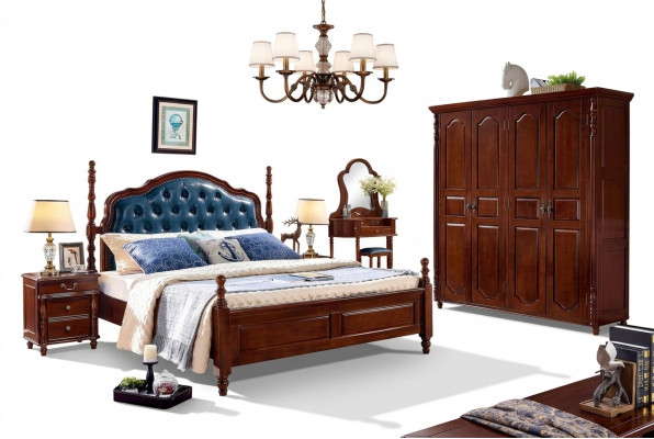 Bed 2x bedside tables 3 pcs. Bedroom set Design Luxury Classic