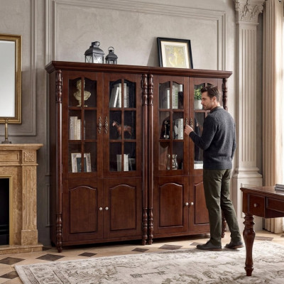 Boekenkast Vitrinekast Kast Houten Kast Boekenkast Meubels 2-delig