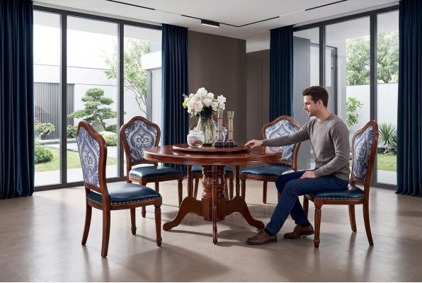 Eettafel + 6x Stoelen Eetkamerset Eetkamergroep Tafel Meubel Design 7-delig