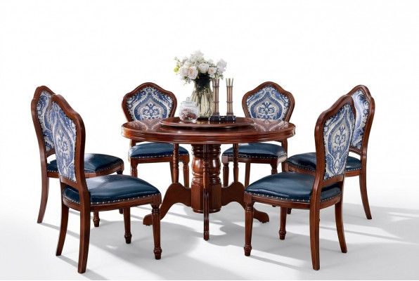 Eettafel + 6x Stoelen Eetkamerset Eetkamergroep Tafel Meubel Design 7-delig