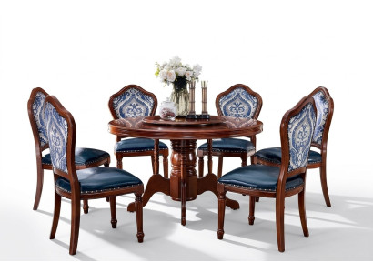 Eettafel + 6x Stoelen Eetkamerset Eetkamergroep Tafel Meubel Design 7-delig