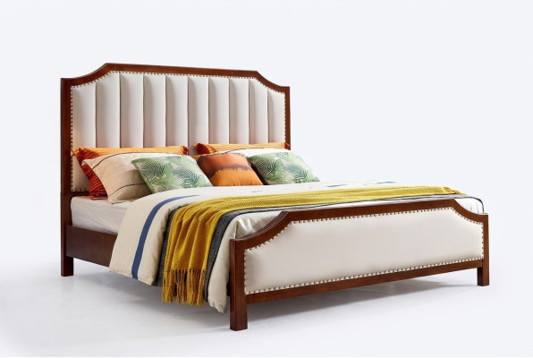 Luxe slaapkamer bed tweepersoons houten bedframe meubels ontwerp bedden.