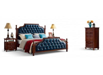 Chesterfield tweepersoonsbed Luxe slaapkamer houten bed gestoffeerde meubels