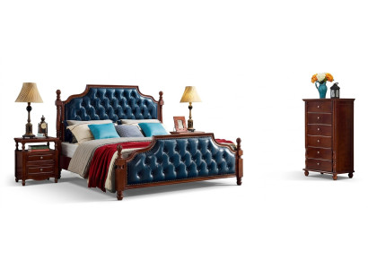 Chesterfield tweepersoonsbed Luxe slaapkamer houten bed gestoffeerde meubels