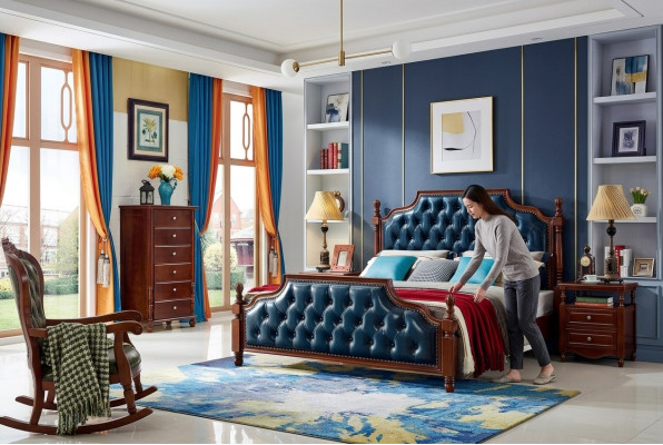 Slaapkamerset Ontwerp Bed 2x Nachtkastjes Klassiek Luxe 3-delig.