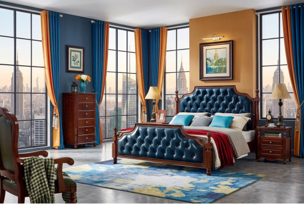 Slaapkamerset Ontwerp Bed 2x Nachtkastjes Klassiek Luxe 3-delig.