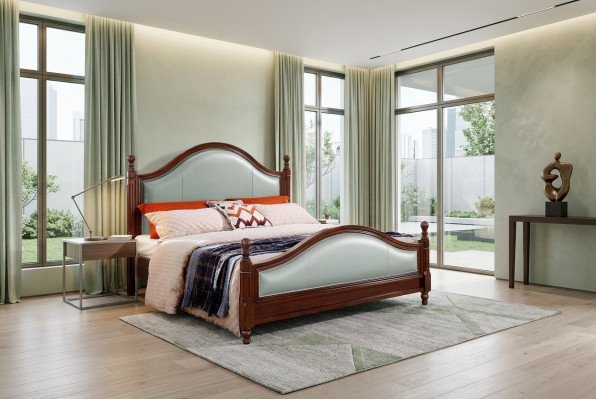 Bed dubbel bed houten bed meubels massief hout slaapkamer houten bedden