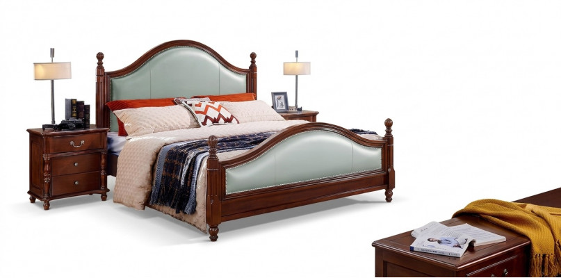 Bed dubbel bed houten bed meubels massief hout slaapkamer houten bedden