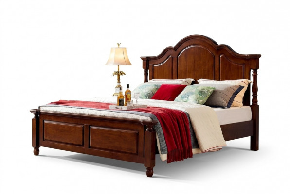 Klassiek tweepersoonsbed slaapkamer bed meubels hout bed massief bruin