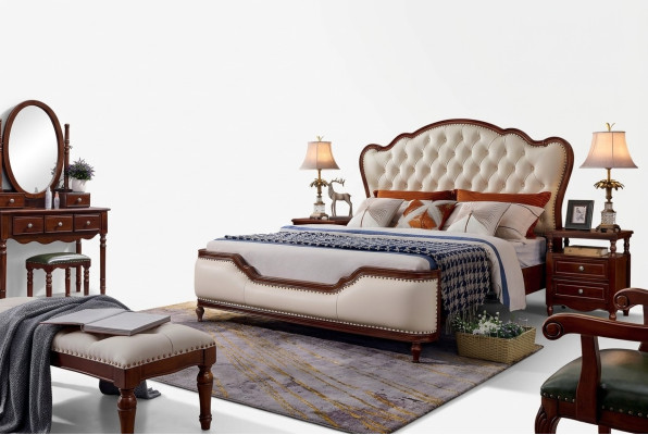 Tweepersoonsbed bedframe houten bed dubbele slaapkamer wit klassiek nieuw