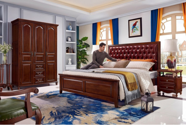 Bed 2x Bedside Tables Wardrobe Bedroom Furniture Design 4pcs.