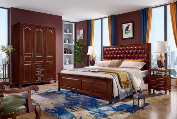 Bed 2x Bedside Tables Wardrobe Bedroom Furniture Design 4pcs.