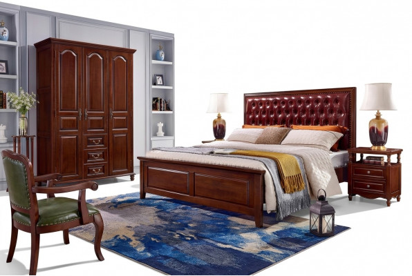 Bed 2x Bedside Tables Wardrobe Bedroom Furniture Design 4pcs.