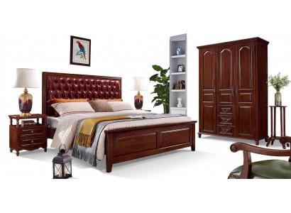 Ontwerp klassieke bedmeubels Bed 2 nachtkastjes 3-delige slaapkamerset
