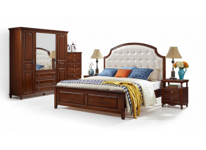 Luxe set 3-delige bed 2 nachtkastjes slaapkamer bedden houten bedframe