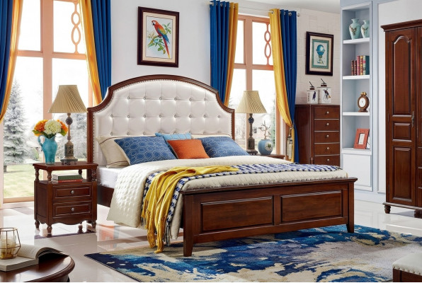 Bed Meubels Hout Ontwerp Bedden Massief Tweepersoonsbed Slaapkamer klassiek