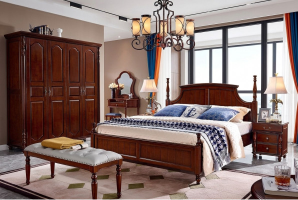 Ontwerper slaapkamermeubels 5-delige set Bed Nachtkastjes Kledingkast