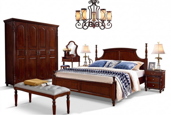 Ontwerper slaapkamermeubels 5-delige set Bed Nachtkastjes Kledingkast