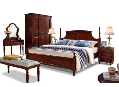 Bedden Massief Tweepersoonsbed Bed Meubels Hout Ontwerp Slaapkamer Klassiek