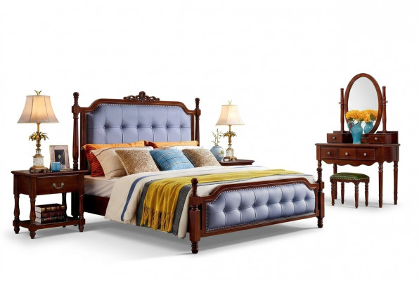 Ontwerp Slaapkamer Compleet Set Bed Nachtkastjes Kaptafel 5-delig
