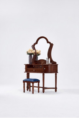 Klassiek massief houten meubilair 2-delig luxe kaptafel kruk slaapkamer